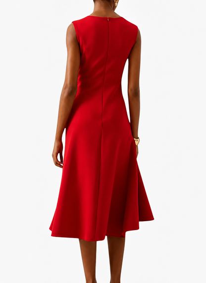Midi Dress | Livia Asymmetrical Ruffle Sleeveless Midi Dress for Women