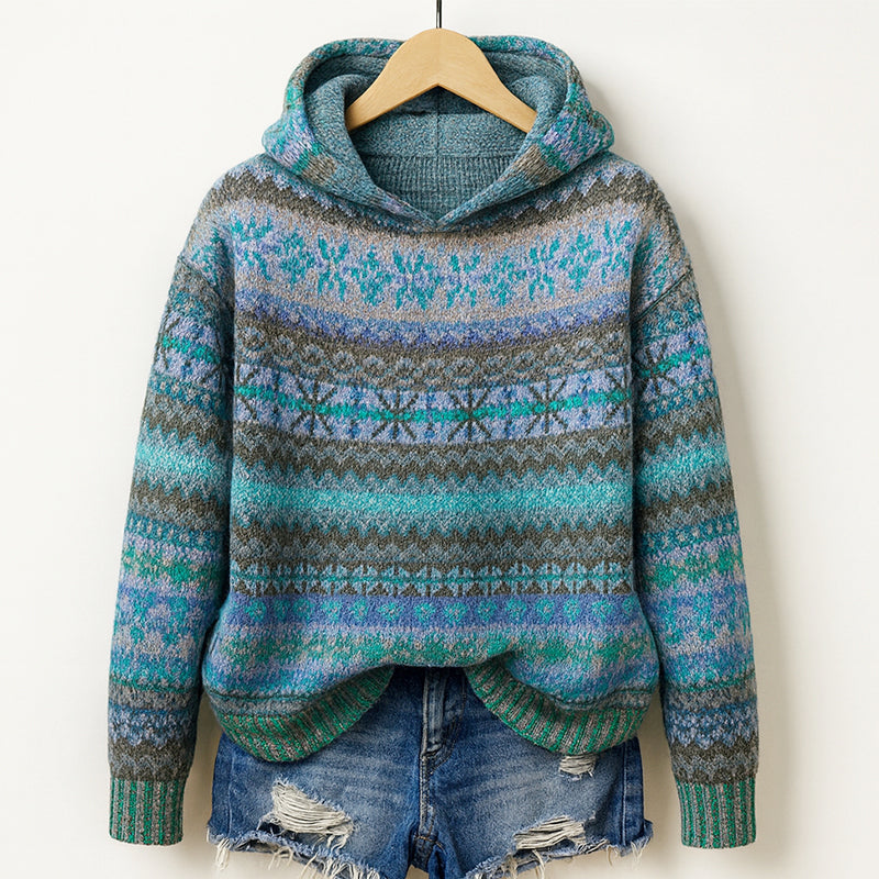 Women's Fair Isle Knit Hoodie | Cosy & Patterned Design 1