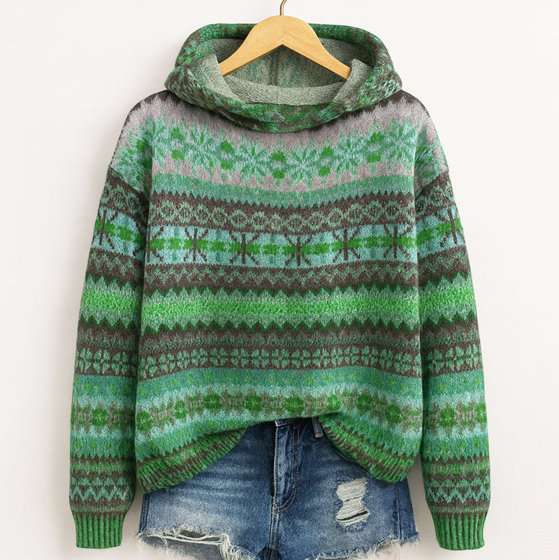 Women's Fair Isle Knit Hoodie | Cosy & Patterned Design 2
