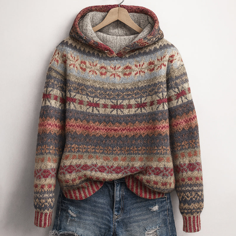 Women's Fair Isle Knit Hoodie | Cosy & Patterned Design 3