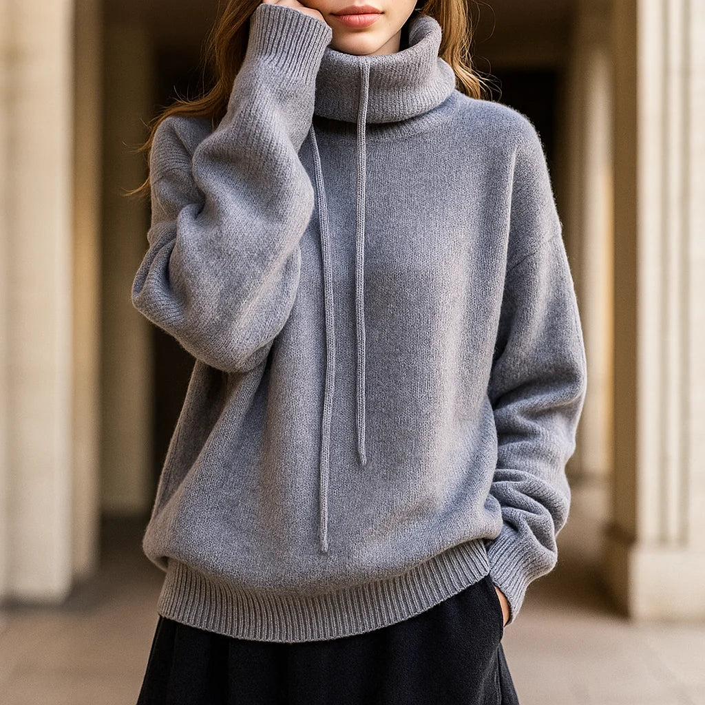 Women's Hoodie | Folded Cowl Neck, Deep Ribbed Cuffs