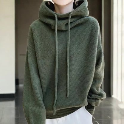 Women's Hoodie | Folded Cowl Neck, Deep Ribbed Cuffs