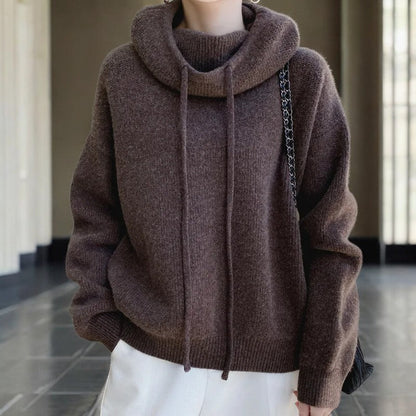 Women's Hoodie | Folded Cowl Neck, Deep Ribbed Cuffs