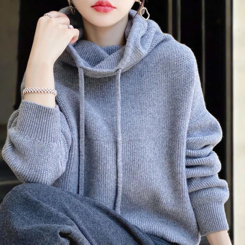 Women's Hoodie | Folded Cowl Neck, Deep Ribbed Cuffs