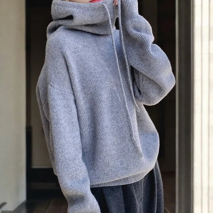 Women's Hoodie | Folded Cowl Neck, Deep Ribbed Cuffs