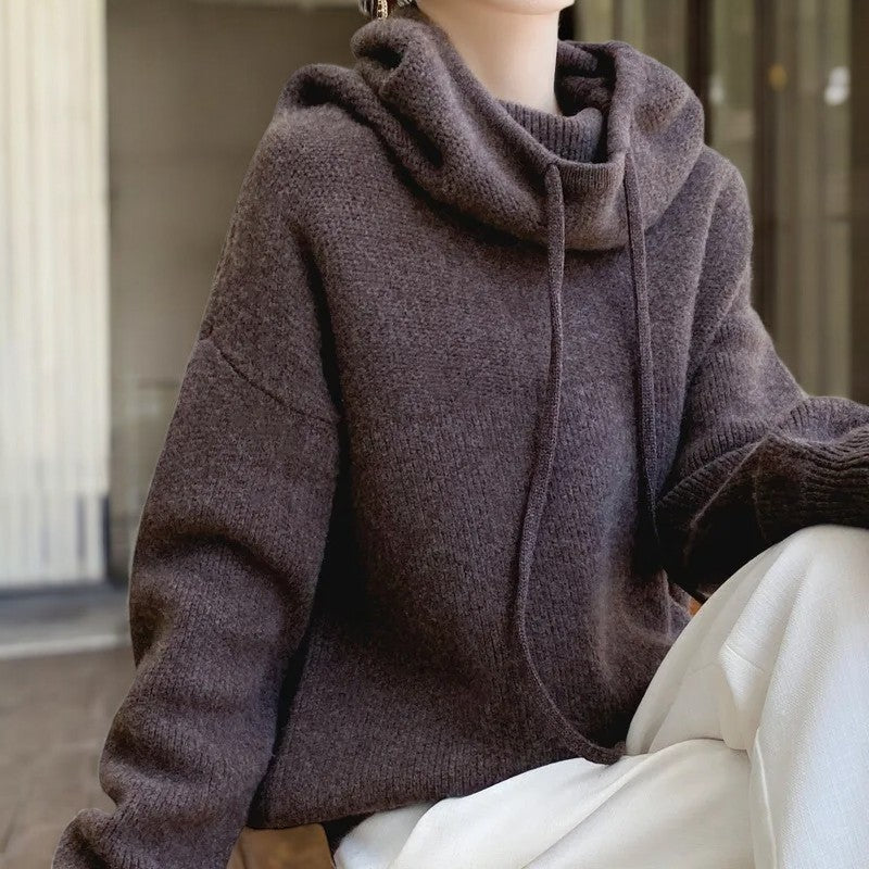 Women's Hoodie | Folded Cowl Neck, Deep Ribbed Cuffs