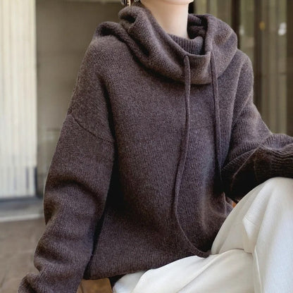 Women's Hoodie | Folded Cowl Neck, Deep Ribbed Cuffs