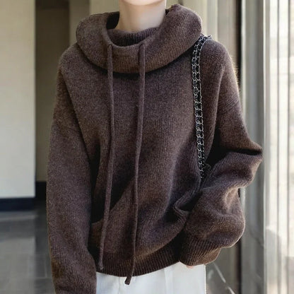 Women's Hoodie | Folded Cowl Neck, Deep Ribbed Cuffs