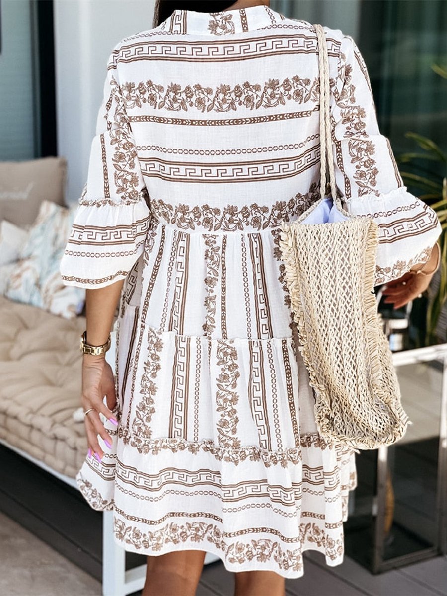 Mini Dress | Boho Tiered Floral Print Tunic