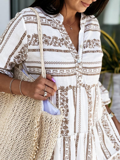 Mini Dress | Boho Tiered Floral Print Tunic
