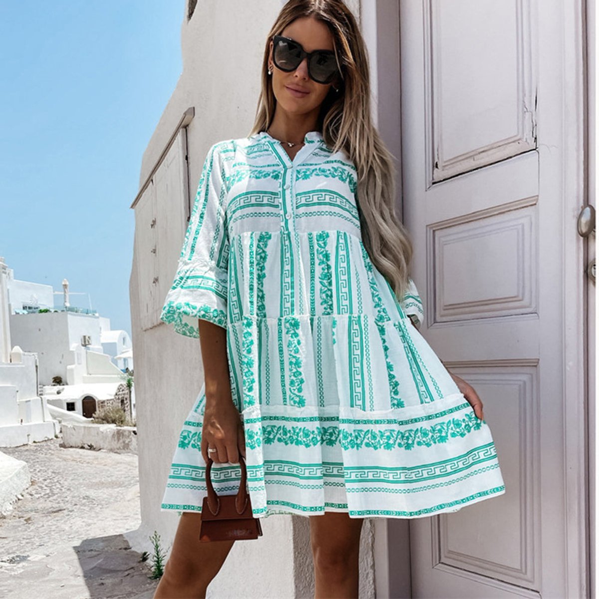 Mini Dress | Boho Tiered Floral Print Tunic