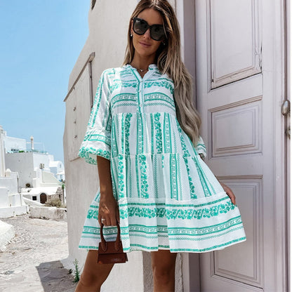 Mini Dress | Boho Tiered Floral Print Tunic