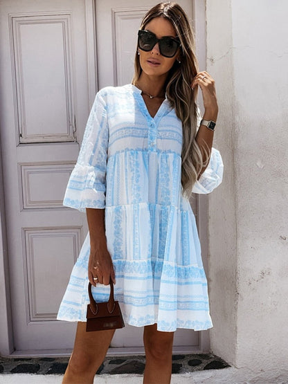 Mini Dress | Boho Tiered Floral Print Tunic