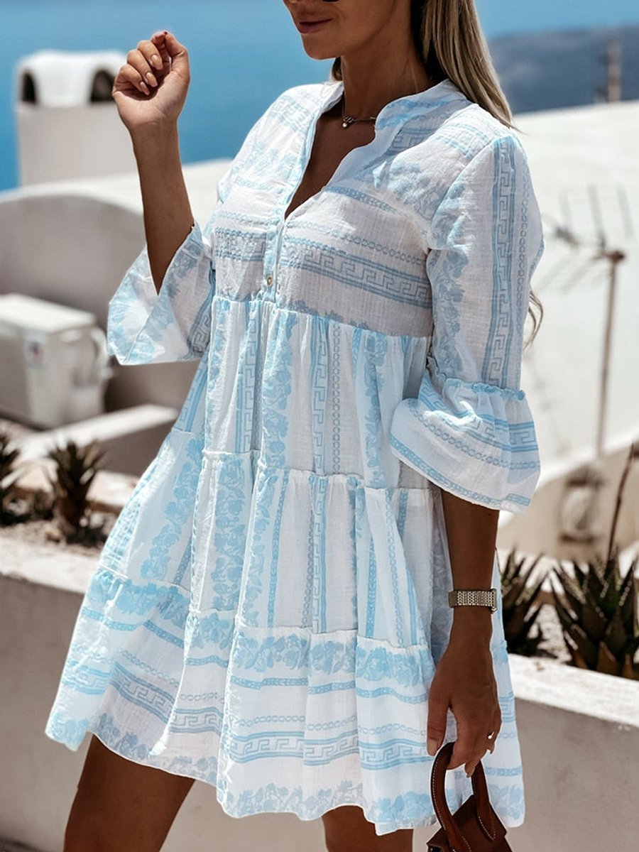 Mini Dress | Boho Tiered Floral Print Tunic