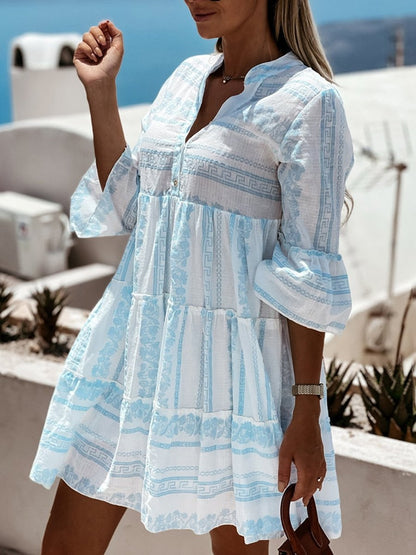 Mini Dress | Boho Tiered Floral Print Tunic