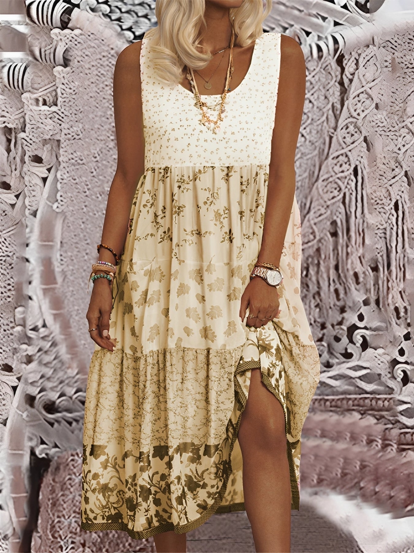 Nancy - Stylish Boho Midi Dress 1