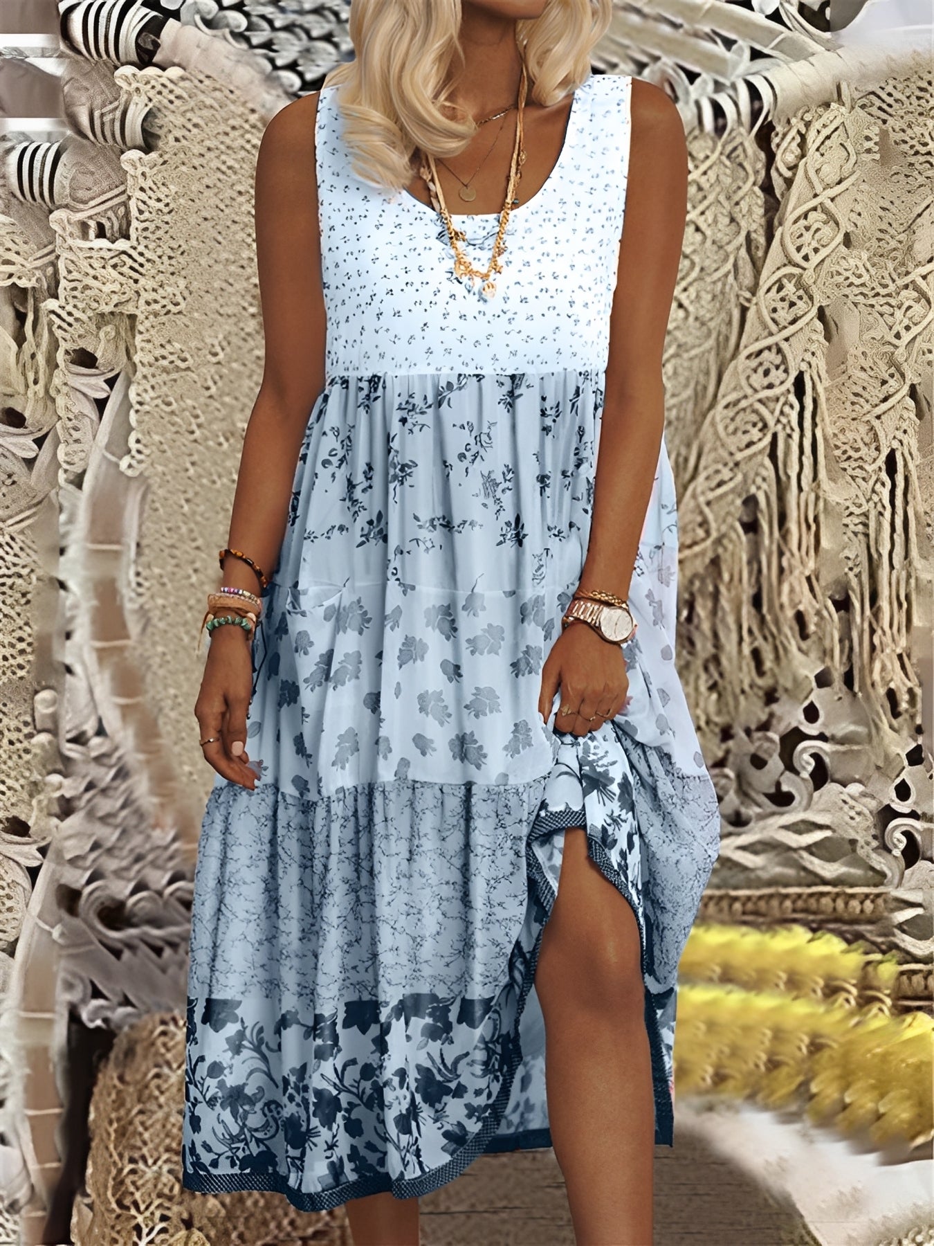 Nancy - Stylish Boho Midi Dress 2