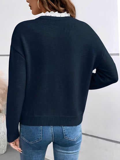 Women's Embellished Neckline Jumper | Elegant Detail Design