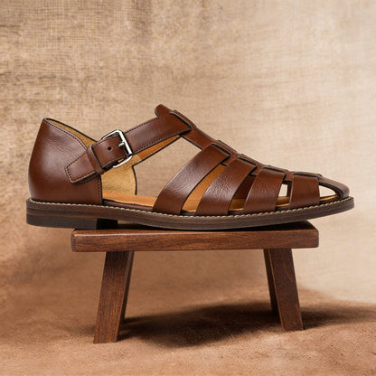 Noah | Fisherman Sandals Premium Leather Closed-Toe Woven Straps 6
