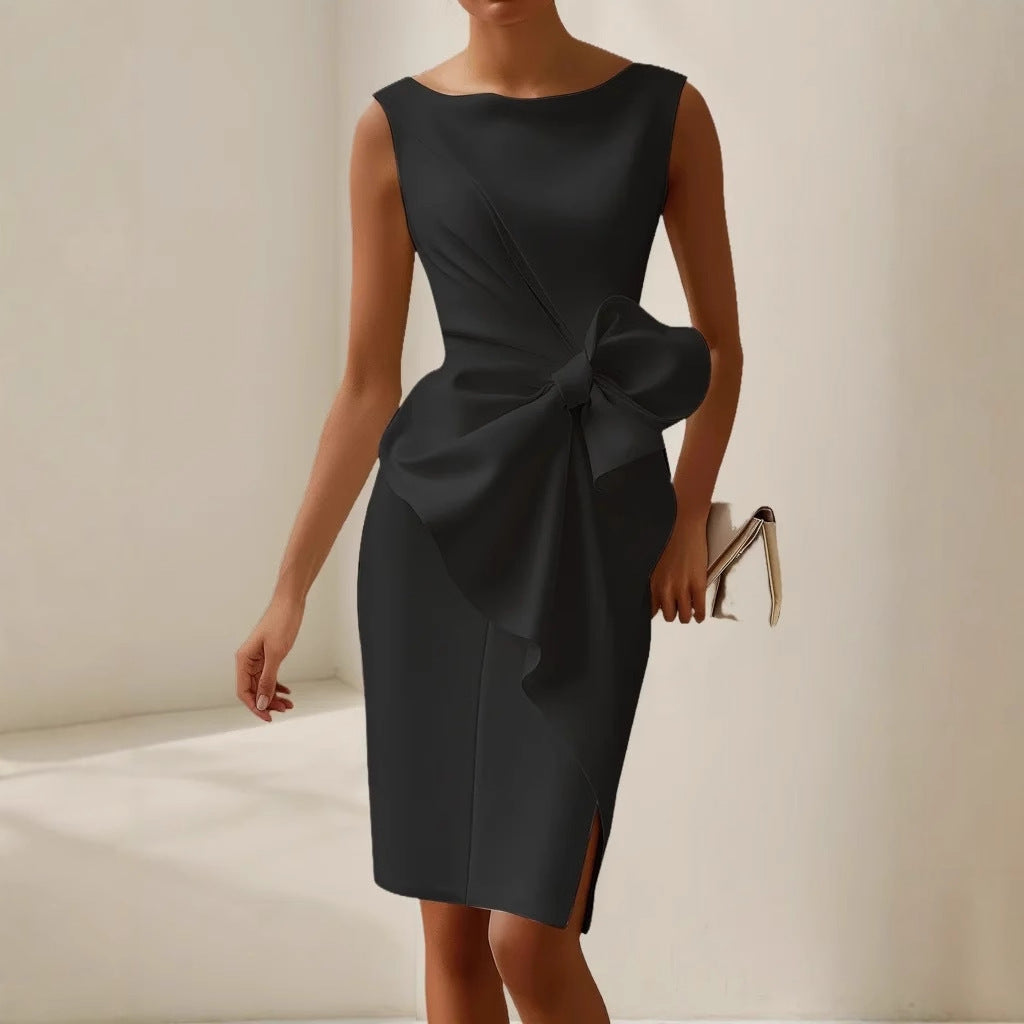 Norélia - Elegant midi dress with bow detail 1