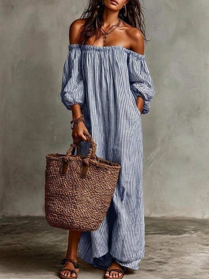 OFF-SHOULDER STRIPED MAXI DRESS 2