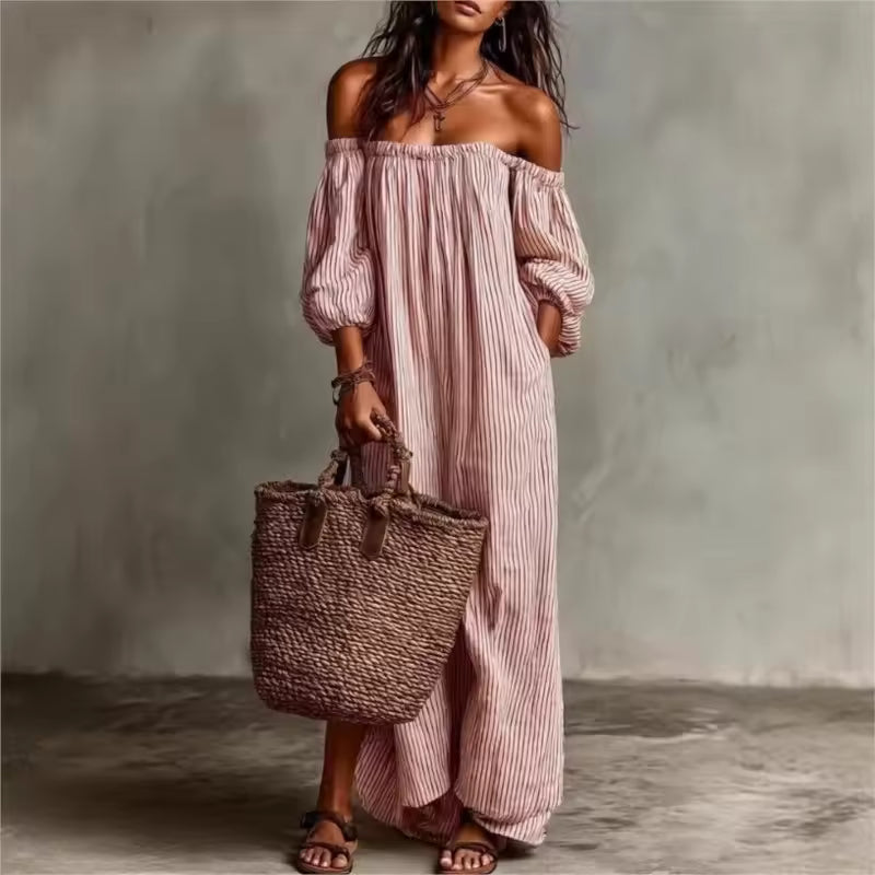 OFF-SHOULDER STRIPED MAXI DRESS 3