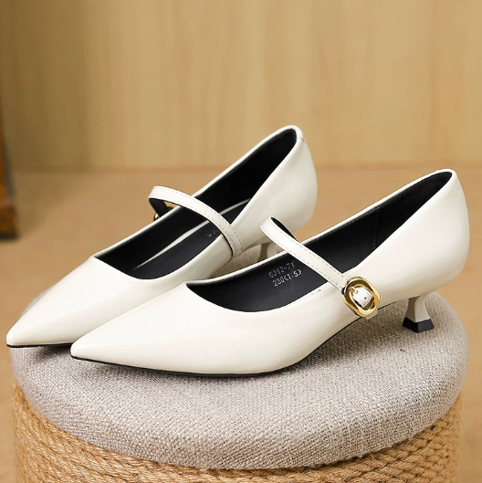 Olivia – Square Tip High Heeled Mary Jane Shoes 1
