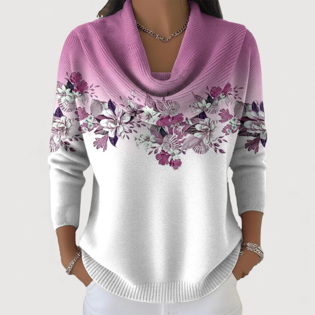 Women's Floral Jumper | Soft Draped Neckline