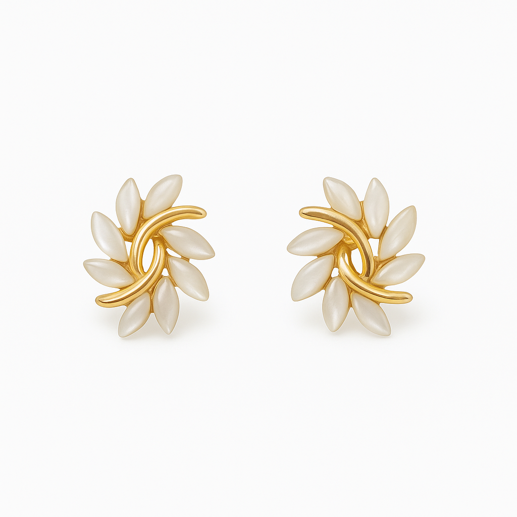 Opal Earrings in Gold and White