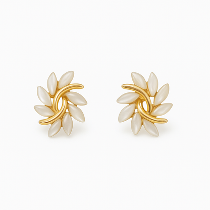Opal Earrings in Gold and White