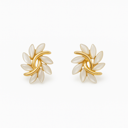 Opal Earrings in Gold and White