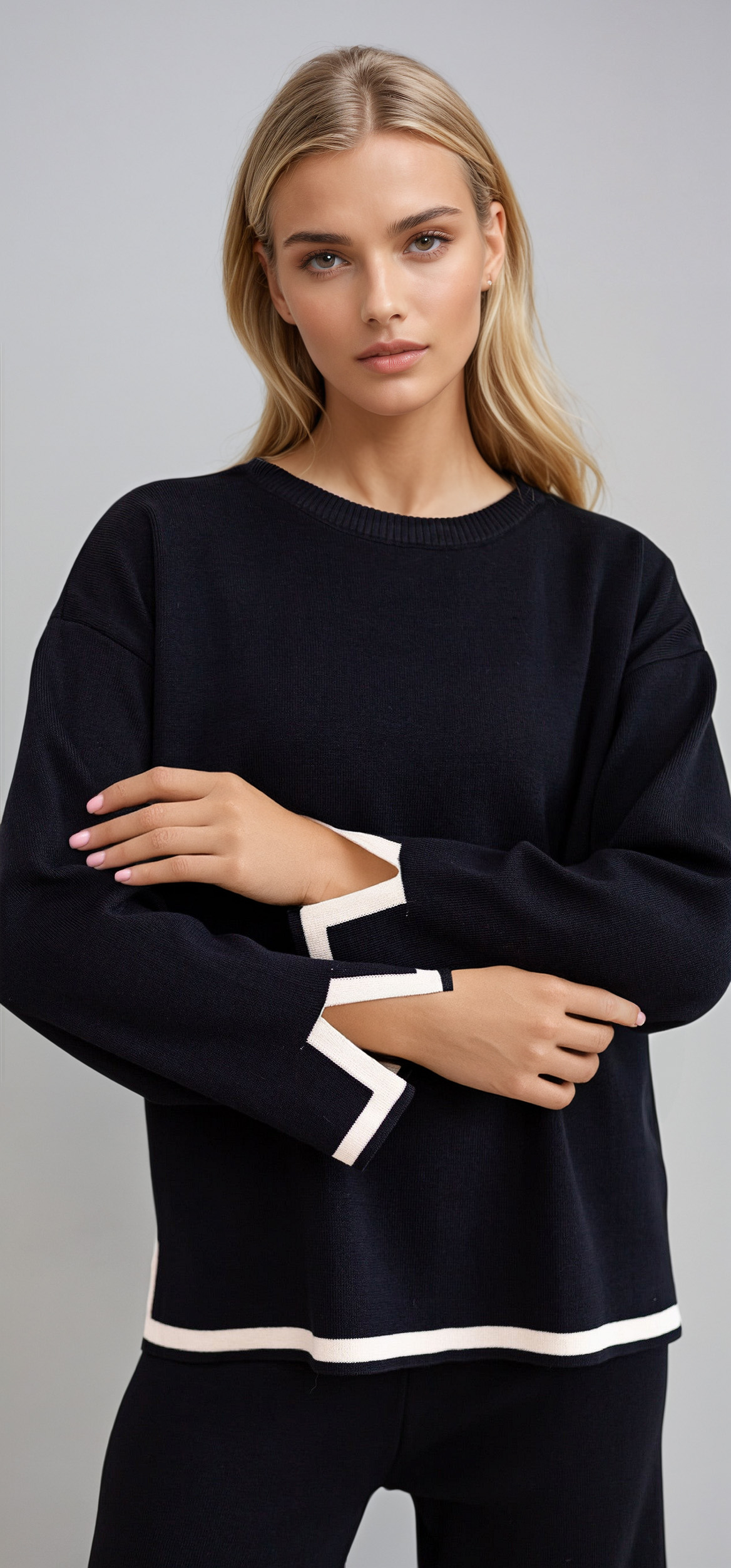 Women's Long Sleeve Two-Piece Set | Relaxed Fit & Elastic Waist 2
