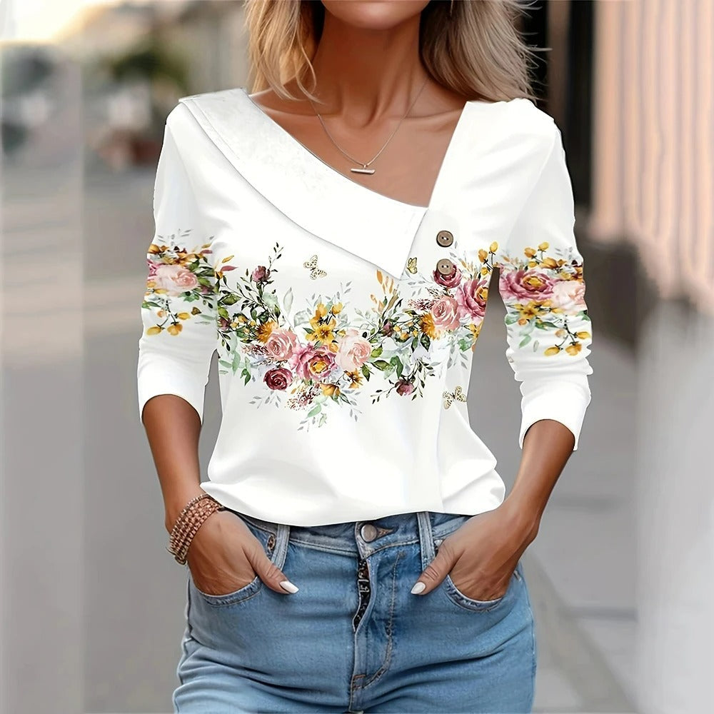 Rezza – Stylish Long-Sleeve Floral Print Blouse 1