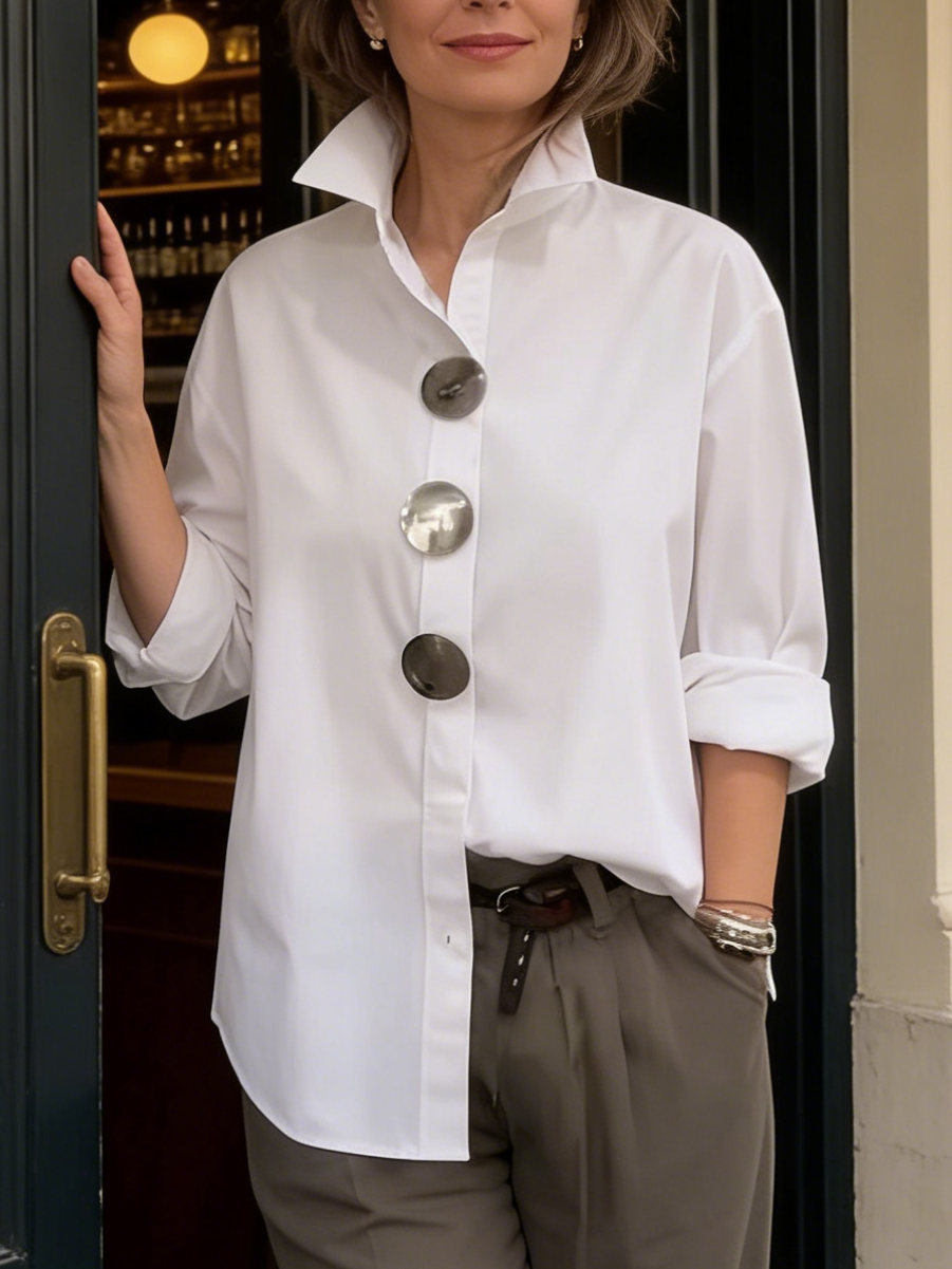 Rosaline | Statement Button Stand Collar Blouse 3