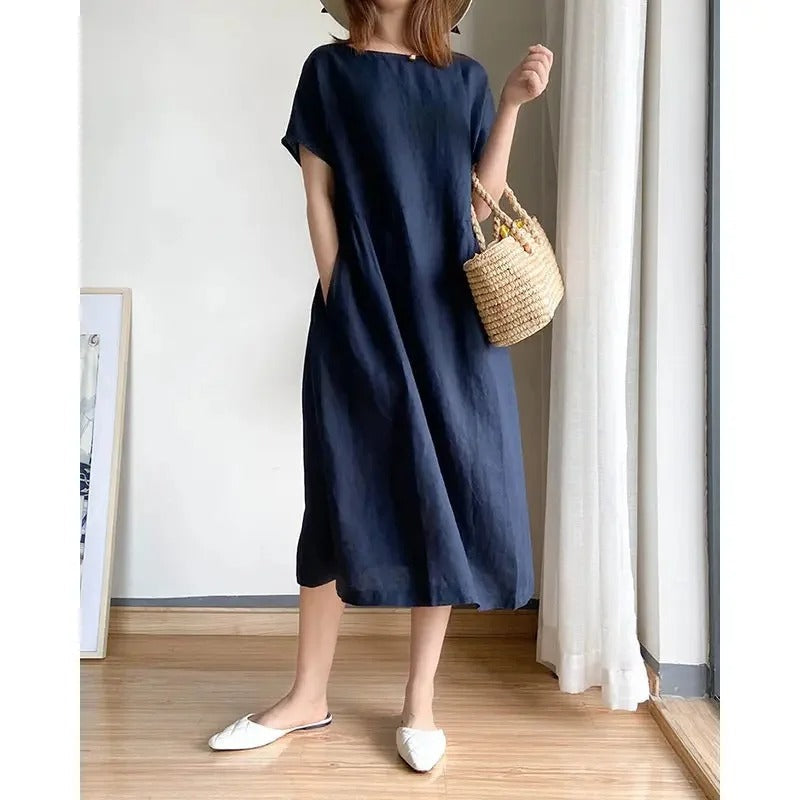 Rosie | Women's Linen Short Sleeve Midi Dress 2