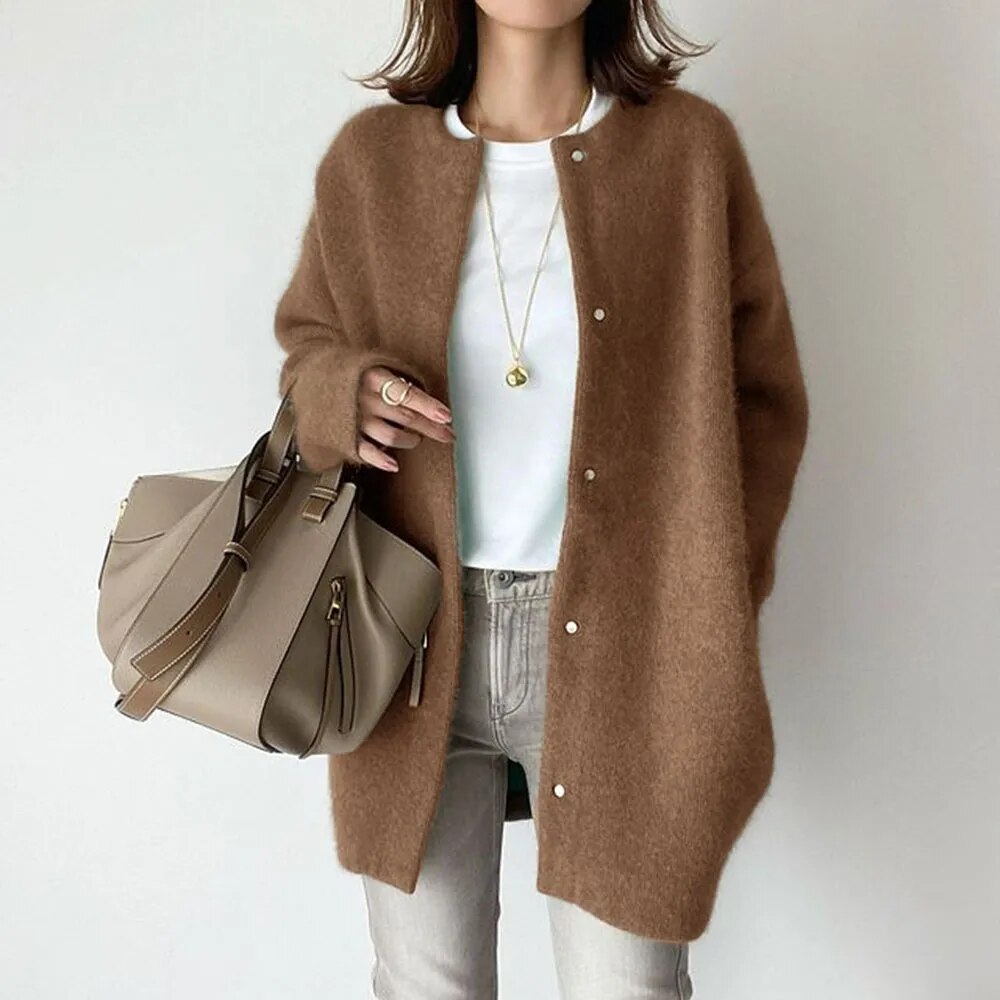 Women's Long Cardigan | Button-Up & Relaxed Fit