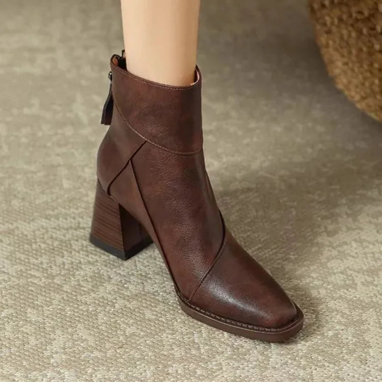 Women's Block Heel Ankle Boots | Side Zip Comfort 4