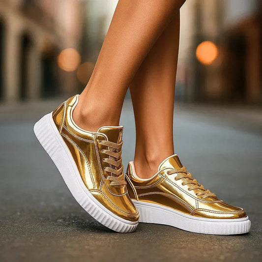 Women's Summer Sneakers | Metallic Finish & Cushioned Platform