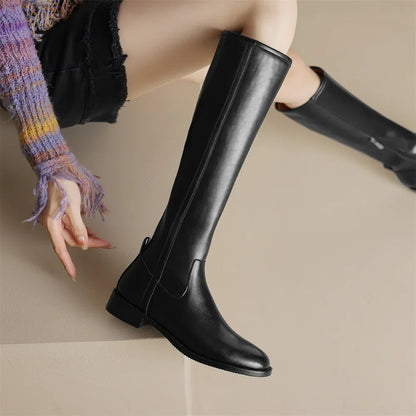 Women's Knee-High Boots | Elegant Almond Toe & Low Heel