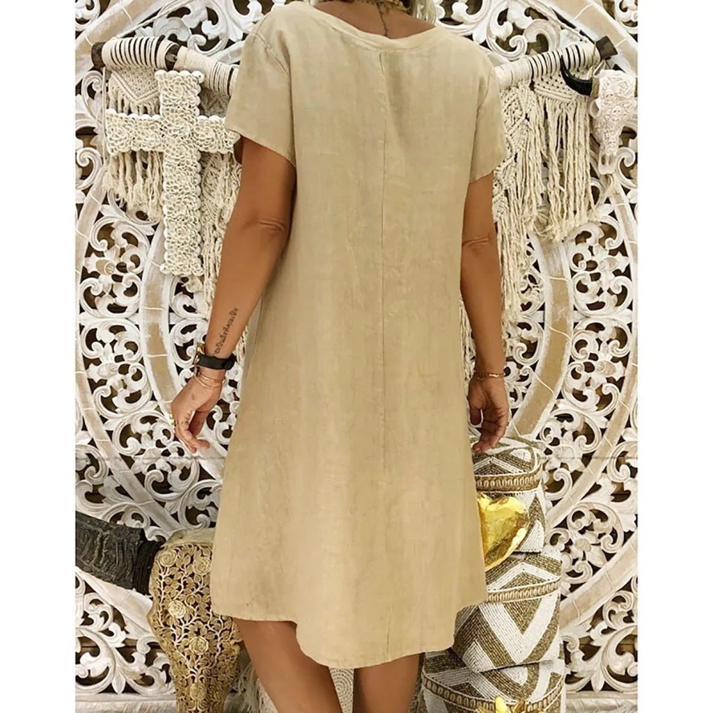 Scarlett | Linen V-Neck A-Line Mini Dress Short Sleeve Summer 1