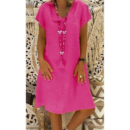 Scarlett | Linen V-Neck A-Line Mini Dress Short Sleeve Summer 8