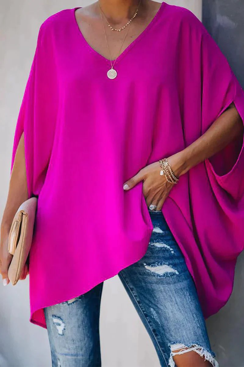 Scarlett | Women's Oversized Batwing-Sleeve V-Neck Tunic Top 0