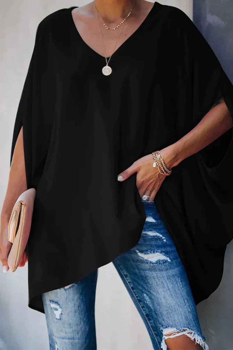 Scarlett | Women's Oversized Batwing-Sleeve V-Neck Tunic Top 2