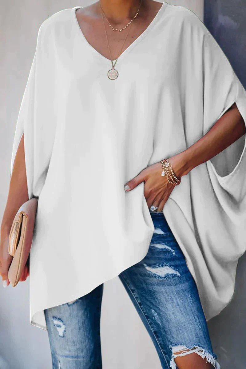 Scarlett | Women's Oversized Batwing-Sleeve V-Neck Tunic Top 4