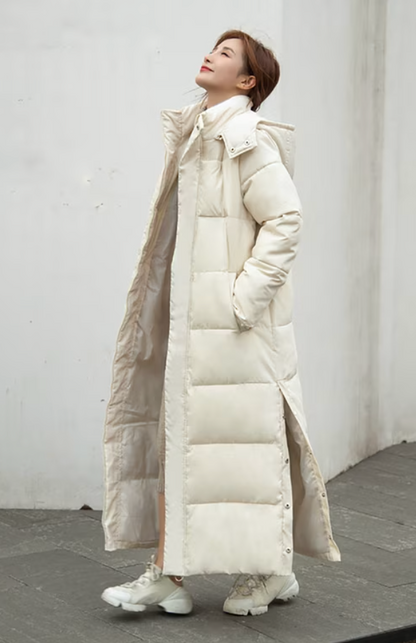 Women's Long Puffer Jacket | Hooded & Quilted Design 3