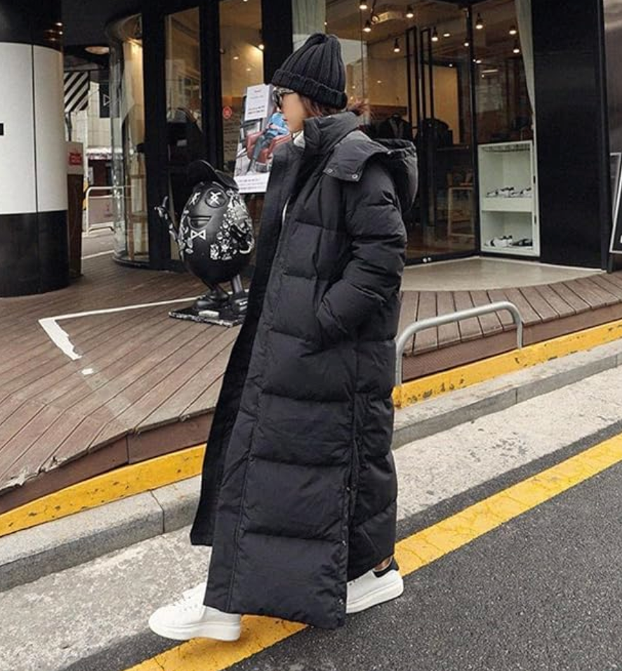 Women's Long Puffer Jacket | Hooded & Quilted Design 1