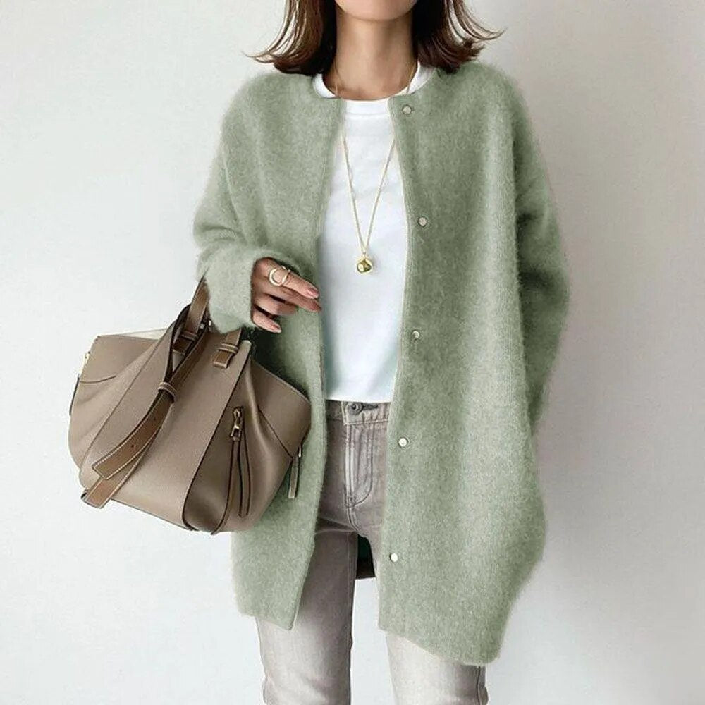 Women's Long Cardigan | Button-Up & Relaxed Fit
