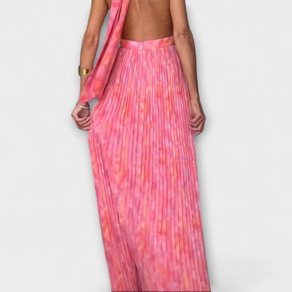 Seraphina - Elegant Halter Neck Pleated Maxi Dress for Events