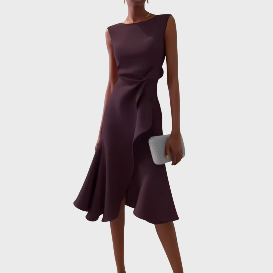 Sheila™ | Draped Asymmetric Midi Dress 9