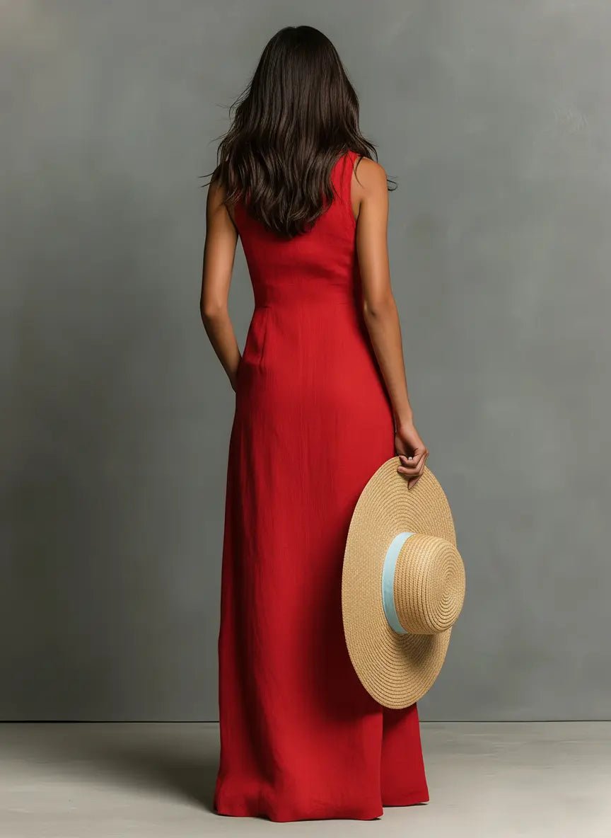Sienna | Women's Sleeveless Linen Button-Front Maxi Shirt Dress 1